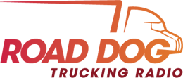 Road Dog Trucking Radio's logo of a right-facing semi outline in a red-to-orange color gradient.